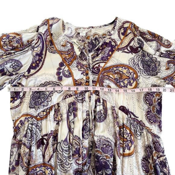Band of the Free Lynnette Purple & Cream Paisley Print Boho Mini Dress Medium - Picture 5 of 9